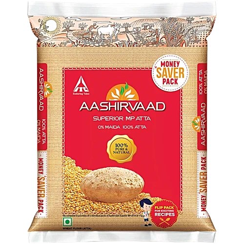 126903_12-aashirvaad-atta-whole-wheat.webp Aashirvaad Select 100% 5Kg MP Sharbati Atta - Image 1